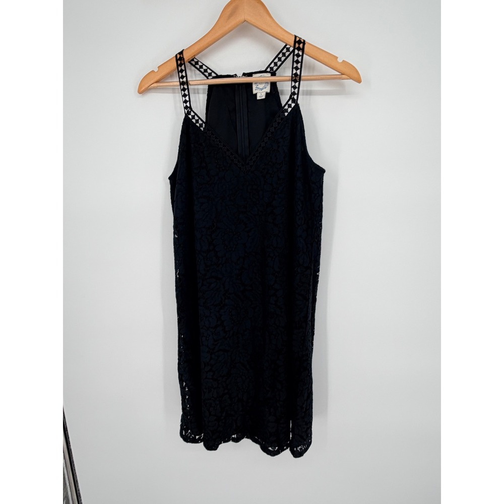 Blue Rain Black Floral Lace Halter Mini Dress Lattice Straps Mens Small‎